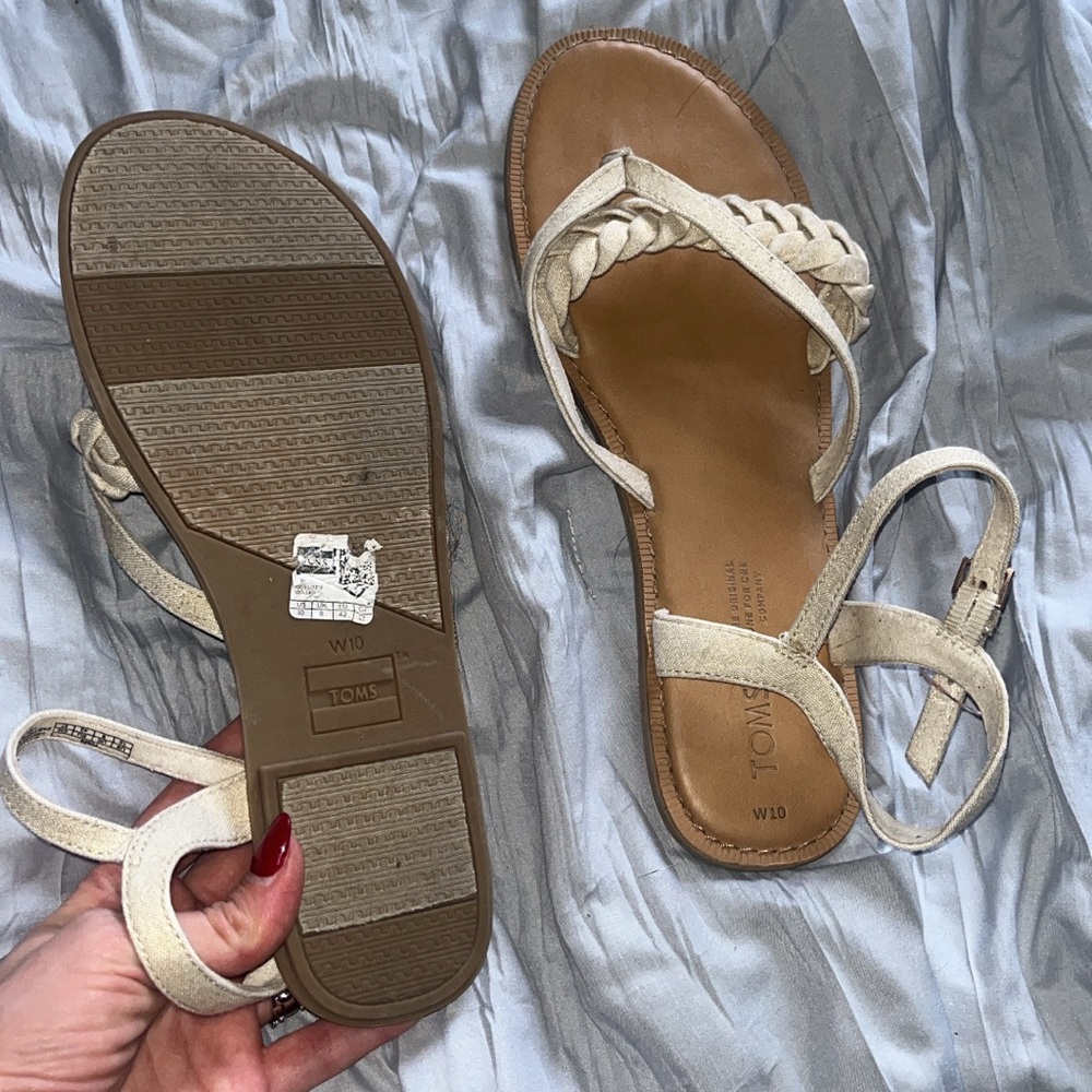 Toms cream strappy sandals size 10